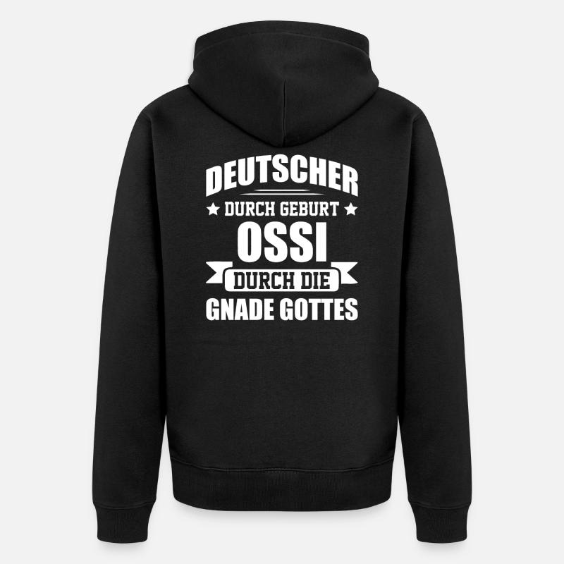 Ossi Ostdeutscher Sachsen - Unisex Premium Bio Zip Hoodie - Schwarz