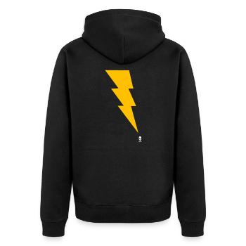 Gewitter - Blitz - Blitzschlag - Strichmännchen 2 - Unisex Premium Bio Zip Hoodie - Schwarz - Hinten - Nico (187cm)