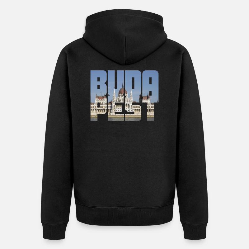 Budapest - Unisex Premium Bio Zip Hoodie - Schwarz