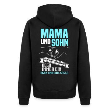 Mom and son, always a heart and a soul - Unisex Premium Organic Zip Hoodie - black - Back - Nico (187cm)