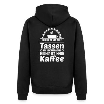 Kaffee Spruch - Unisex Premium Bio Zip Hoodie - Schwarz - Hinten - Nico (187cm)
