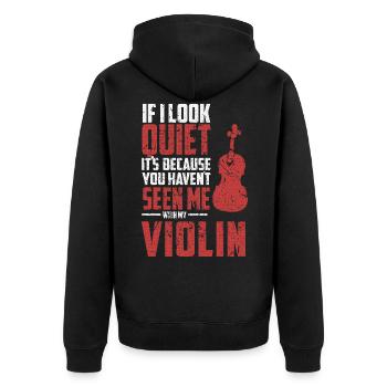 Violine Geige Musik Geschenk Spruch - Unisex Premium Bio Zip Hoodie - Schwarz - Hinten - Nico (187cm)