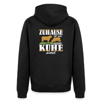 Landwirtschaft Kühe Bauer - Unisex Premium Bio Zip Hoodie - Schwarz - Hinten - Nico (187cm)