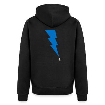 Gewitter - Blitz - Blitzschlag - Strichmännchen 9 - Unisex Premium Bio Zip Hoodie - Schwarz - Hinten - Nico (187cm)