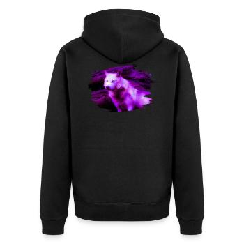wolf - Unisex Premium Organic Zip Hoodie - black - Back - Nico (187cm)