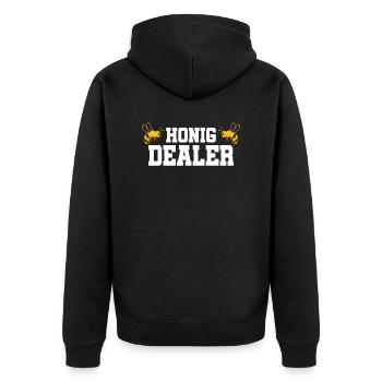 Honig Dealer Imker - Unisex Premium Bio Zip Hoodie - Schwarz - Hinten - Nico (187cm)