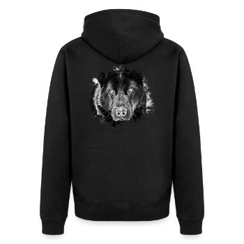 Schäferhund - Unisex Premium Bio Zip Hoodie - Schwarz - Hinten - Nico (187cm)