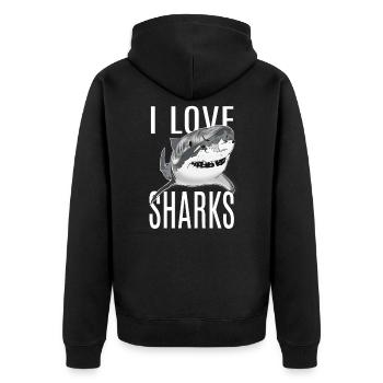J'aime les requins - Veste à capuche bio Premium Unisexe - noir - Dos - Nico (187cm)