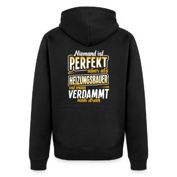 Heizungsbauer Installateur - Unisex Premium Bio Zip Hoodie - Schwarz - Hinten - Nico (187cm)