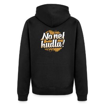Swabian No net hudla! - Unisex Premium Organic Zip Hoodie - black - Back - Nico (187cm)