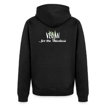 Cadeau Vegan - Sans Voix - Veste à capuche bio Premium Unisexe - noir - Dos - Nico (187cm)
