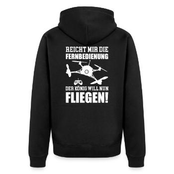 Drone fly model airplane - Unisex Premium Organic Zip Hoodie - black - Back - Nico (187cm)
