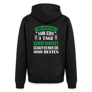 Schützenfest Schützenverein - Unisex Premium Bio Zip Hoodie - Schwarz - Hinten - Nico (187cm)