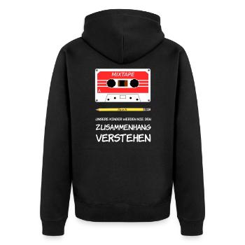Mixtape und Bleistift - Unisex Premium Bio Zip Hoodie - Schwarz - Hinten - Nico (187cm)
