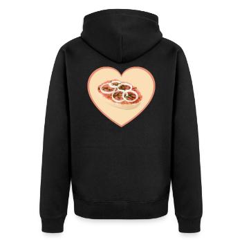 Mettbrötchen Herz Mett Hack Valentinstag Geschenk - Unisex Premium Bio Zip Hoodie - Schwarz - Hinten - Nico (187cm)