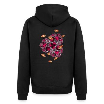 Fractal #15 Coral Clownfish - Unisex Premium Organic Zip Hoodie - black - Back - Nico (187cm)