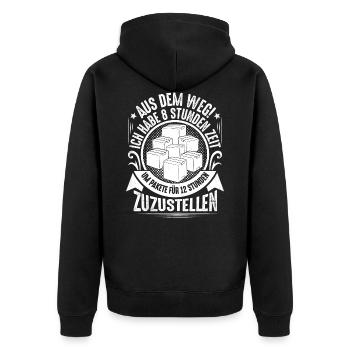 Zusteller Briefträger Paketfahrer Paketpostbote - Unisex Premium Bio Zip Hoodie - Schwarz - Hinten - Nico (187cm)