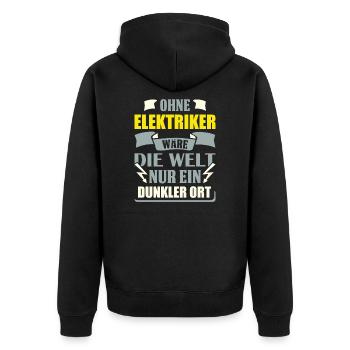 Elektriker - Unisex Premium Bio Zip Hoodie - Schwarz - Hinten - Nico (187cm)