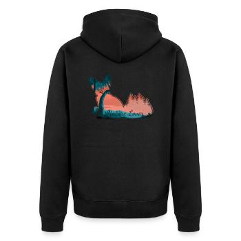 Nature Lover - Fox - Fuchs - Natur - Unisex Premium Bio Zip Hoodie - Schwarz - Hinten - Nico (187cm)