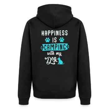 Happiness is camping with my dog - Unisex Premium Bio Zip Hoodie - Schwarz - Hinten - Nico (187cm)