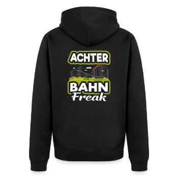 Achterbahn Freizeitpark - Unisex Premium Bio Zip Hoodie - Schwarz - Hinten - Nico (187cm)