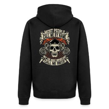 T-shirt Motard Motard 26 - Veste à capuche bio Premium Unisexe - noir - Dos - Nico (187cm)