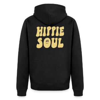 Hippie soul Hippie Seele - Unisex Premium Bio Zip Hoodie - Schwarz - Hinten - Nico (187cm)