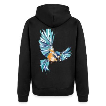 Eisvogel - Unisex Premium Bio Zip Hoodie - Schwarz - Hinten - Nico (187cm)