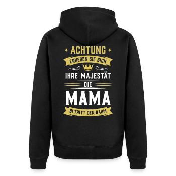 Attention ! Sa Majesté la maman entre dans la pièce - Veste à capuche bio Premium Unisexe - noir - Dos - Nico (187cm)