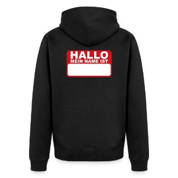 Hallo Mein Name Ist Namensschild Namen Schild - Unisex Premium Bio Zip Hoodie - Schwarz - Hinten - Nico (187cm)
