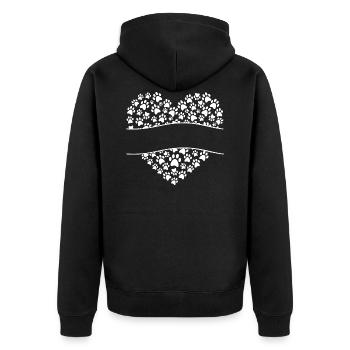 Hund und Pfote in Herz Heart Love Dog Herzform - Unisex Premium Bio Zip Hoodie - Schwarz - Hinten - Nico (187cm)