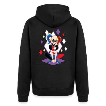 DC Super Hero Girls Harley Quinn - Unisex Premium Bio Zip Hoodie - Schwarz - Hinten - Nico (187cm)