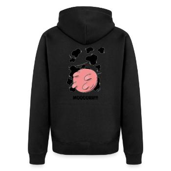 Kuh Muh Kostüm Cow - Unisex Premium Bio Zip Hoodie - Schwarz - Hinten - Nico (187cm)