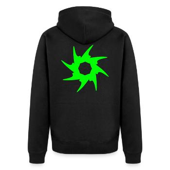 Circle with spines. Round in green - Unisex Premium Organic Zip Hoodie - black - Back - Nico (187cm)