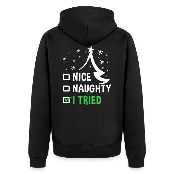 Gentil, vilain, j'ai essayé - cadeau de Noël - Veste à capuche bio Premium Unisexe - noir - Dos - Nico (187cm)