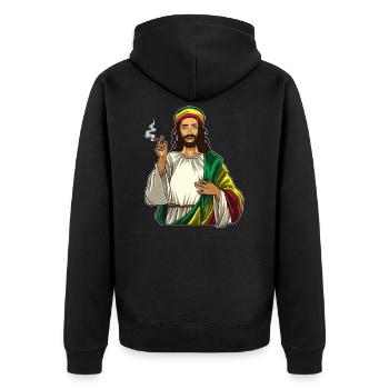 Rasta Jesus fume Weed - Cannabis Lord - Kiffer - Veste à capuche bio Premium Unisexe - noir - Dos - Nico (187cm)