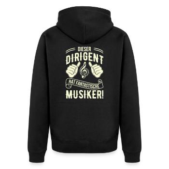 Dirigent - Unisex Premium Bio Zip Hoodie - Schwarz - Hinten - Nico (187cm)