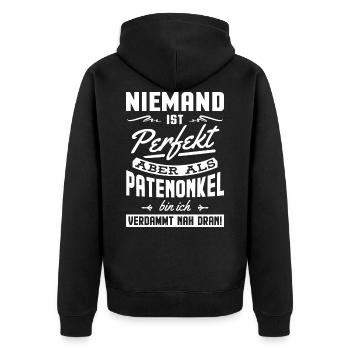 Not perfect but as a godfather I'm close - Unisex Premium Organic Zip Hoodie - black - Back - Nico (187cm)