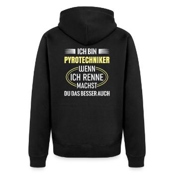 Feuerwerkskörper Pyrotechniker Sprengmeister - Unisex Premium Bio Zip Hoodie - Schwarz - Hinten - Nico (187cm)