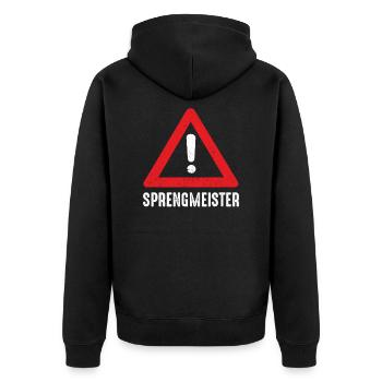 Sprengmeister Pyrotechnik Pyrotechniker - Unisex Premium Bio Zip Hoodie - Schwarz - Hinten - Nico (187cm)