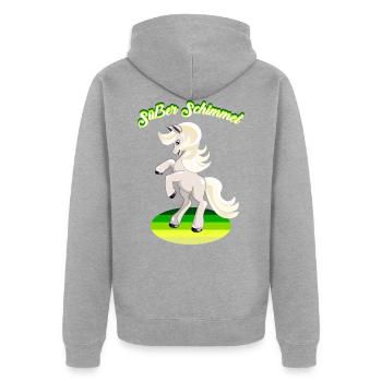 Schimmel süßes Pferd weißes Pferdchen Reiterhof - Unisex Premium Bio Zip Hoodie - Grau meliert - Hinten - Nico (187cm)