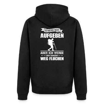 Wandern Bergsteiger - Unisex Premium Bio Zip Hoodie - Schwarz - Hinten - Nico (187cm)