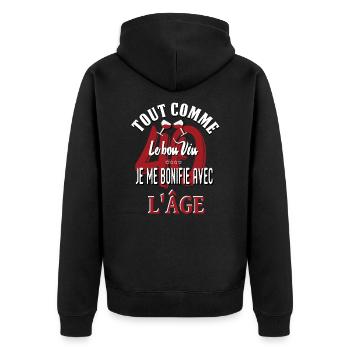 Jubiläum 40 Jahre 1980. Humor - Unisex Premium Bio Zip Hoodie - Schwarz - Hinten - Nico (187cm)