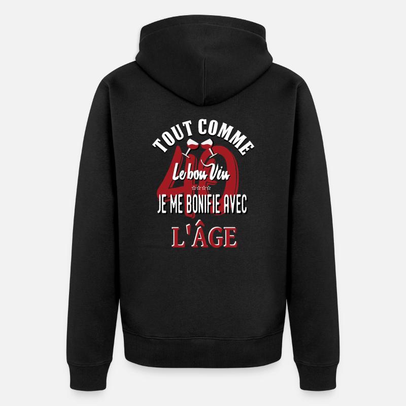 Anniversaire 40 ans 1980. Humour - Veste à capuche bio Premium Unisexe - noir