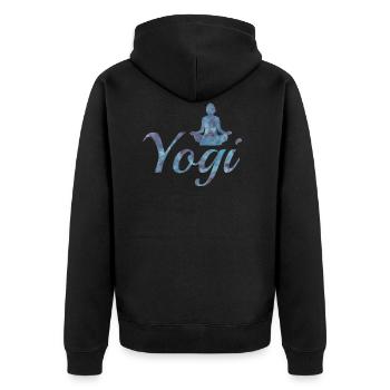 yogi - Unisex Premium Organic Zip Hoodie - black - Back - Nico (187cm)