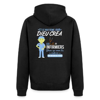 Infirmier shirt • Hero • Infirmier Cadeau - Veste à capuche bio Premium Unisexe - noir - Dos - Nico (187cm)