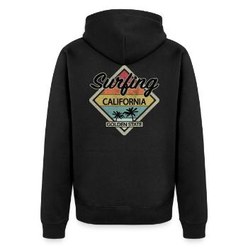 Surf Californie surf - Veste à capuche bio Premium Unisexe - noir - Dos - Nico (187cm)