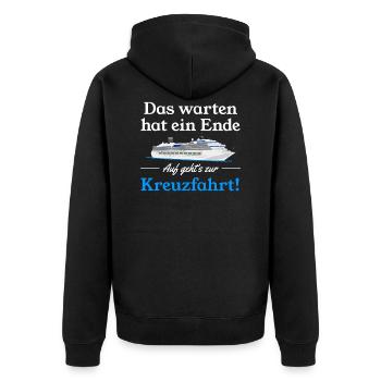Kreuzfahrtschiff Kreuzfahrt - Unisex Premium Bio Zip Hoodie - Schwarz - Hinten - Nico (187cm)
