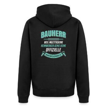 Bauherr Richtfest Baubeginn - Unisex Premium Bio Zip Hoodie - Schwarz - Hinten - Nico (187cm)
