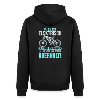 Ebike - Unisex Premium Bio Zip Hoodie - Schwarz - Hinten - Nico (187cm)